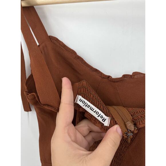 Reformation 4 Christine Mini Dress Brown - Picture 5 of 6